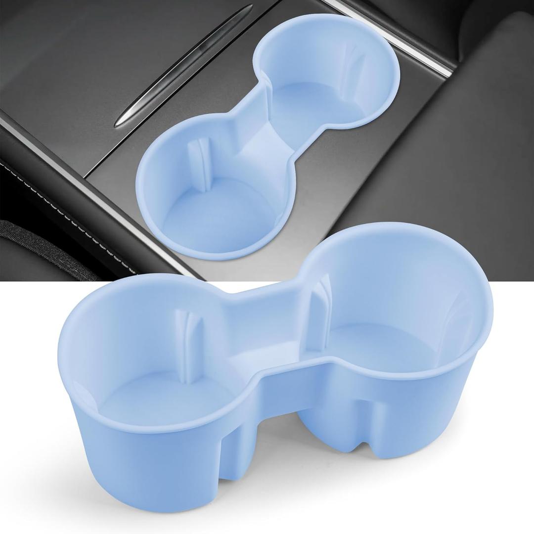 Console Cup Holder Insert Designed for Tesla Model 3/Y 2021-2024(Not for Model 3 Highland 2024),Tesla Center Conosle Accessories Blue