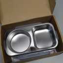 4 Pack Stainless Steel Snack Containers For Kids Adults, 2 Compartment Reusable Metal Snack Boxes With Leak-Proof Lids, Compact Lunch Food Storage Container