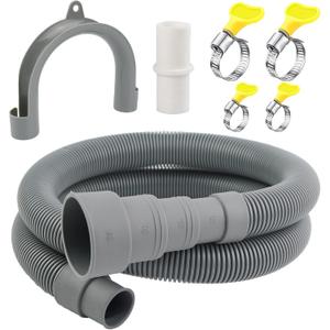 3.2 FT Universal Washing Machine Drain Hose, Drain Hose Extension Kit for Washer, Dishwasher, Dryers, Dehumidifier with 4 Hose Clamps, 1 U-Holder, 1 Adapter, Fit for 0.79-1.5 inch Drain Outlet