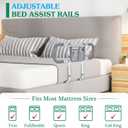 Bed Rails for Elderly Adults Safety - Extended Bed Assist Rail for Seniors - Adjustable Beds Side Rails Handle Support Bar Bed Guard with Storage Bag & Fixing Strap, Fit King Queen Full Twin Beds