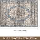 befbee 8x10 Area Rugs for Living Room, Stain Resistant Neutral Washable Rugs for Dining Room, Floral Vintage Non-Slip Thin Large Size Area Rug (Blue/Black)