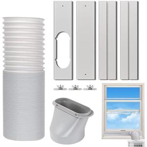 Kxuhivc Portable Air Conditioner Window Vent Kit, Adjustable Window Seal with 5.9 Inch Diameter, 59 Inch Length Exhaust Hose for A/C Unit Universal for Sliding Horizontal or Vertical Window, ( Only Pipe only)
