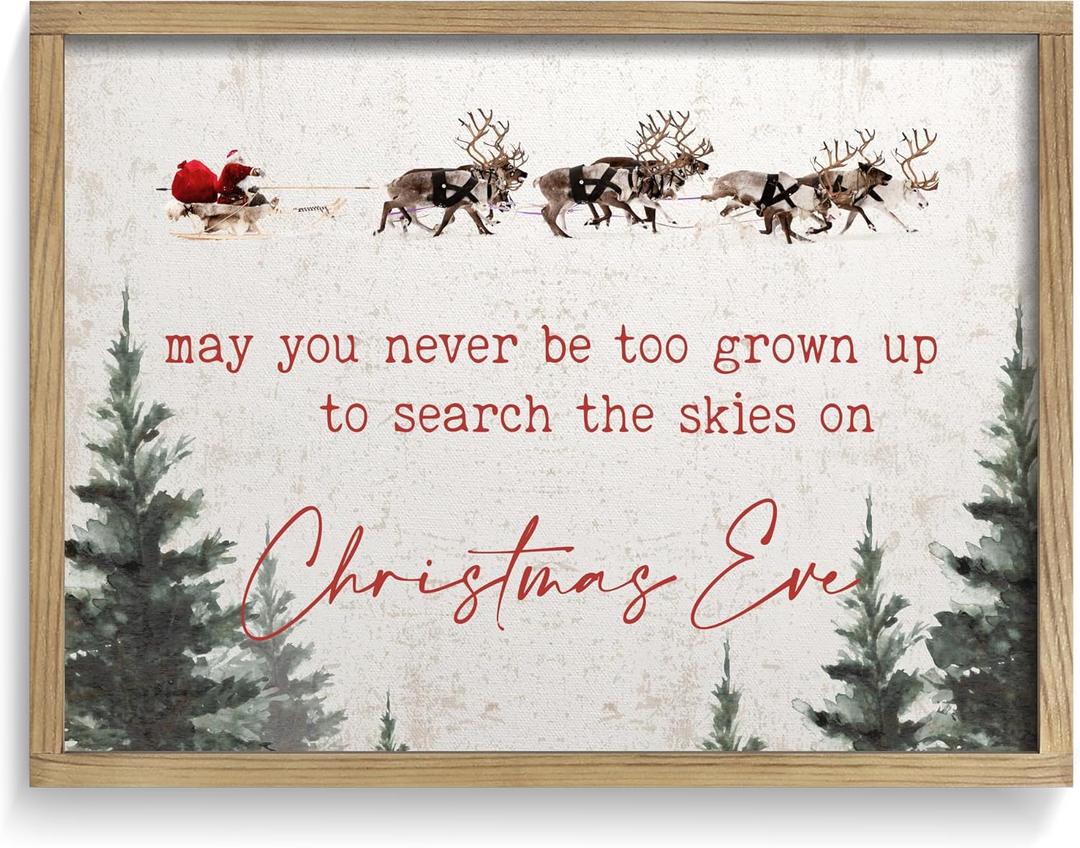 LITIVY Framed Christmas Wall Art 12x16.5 Farmhouse Wall Decor May You Never Be Too Grown Up To Search The Skies On Christmas Eve Christmas Decorations Home Decor (Brown, 12 * 16.5 in)