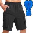 Men's Mountain Bike Shorts 3D Padded Lightweight Biking Riding Cycling Bicycle Loose-fit Biker Shorts Zipper Pockets Black X-Large