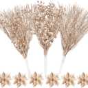 30 Pcs Christmas Tree Picks and Sprays Decorations, Champagne Glitter Floral Twig Berry Stems Branches Artificial Poinsettias for Home Christmas Tree Ornaments Wedding Holiday Xmas Party DIY Decor