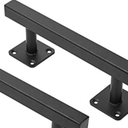 Purife 9'' Square Sliding Barn Door Handles and Pulls Pack of 1, Black Vintage Gate Pull Hanlde, Iron Handle for Gates, Garage, Sheds, Outdoor Fence, Interior Closet Handles