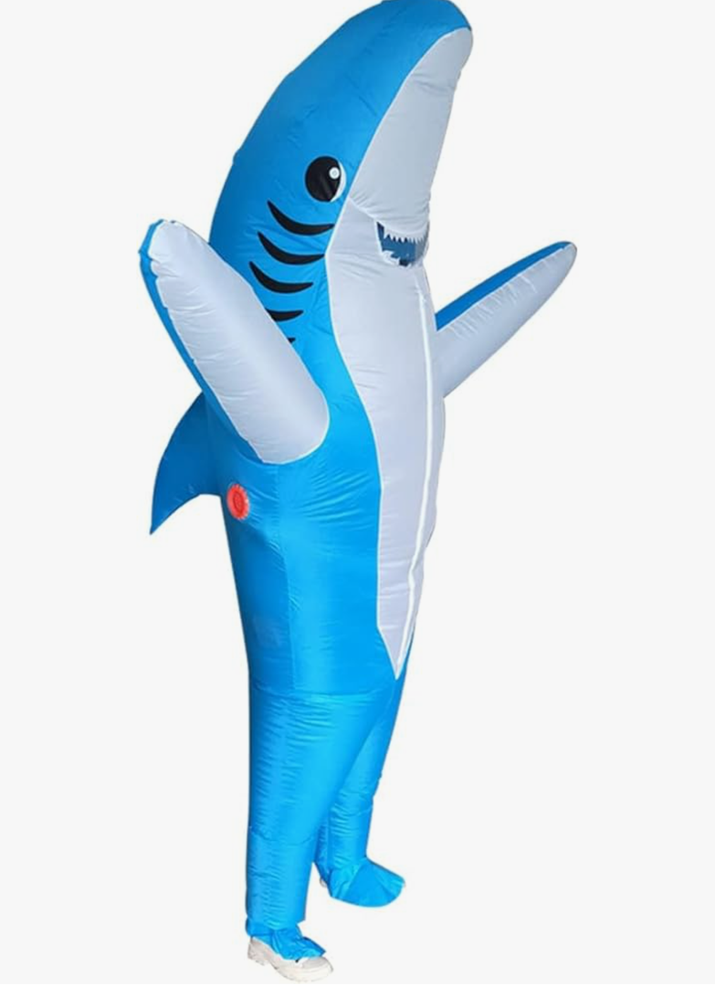 Poptrend Adults Inflatable Halloween Costumes Blow Up Shark Costume for Halloween, Birthday Gift Cos Play Party