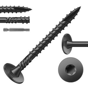 #14 x 2 Inch Outdoor Structural Wood Deck Screws (40Pcs/1lb), Carbon Steel, Black, Flat Head, Rust Resistant Epoxy Coated, T30 Star Bit