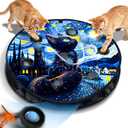 Interactive Cat Toy with Motion Activated Ball & 7-Hole Play Mat, Hide and Seek Exercise Game for Indoor Cats, Automatic Moving Cat Ball in Pouch, Rechargeable Kitten Toys (Starry Night)