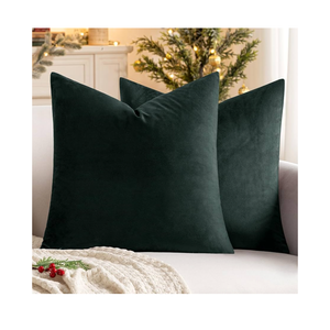 MIULEE 26x26 Inch Euro Sham Velvet Pillow Covers, Set of 2 Large Square Christmas Decorative Pillows Army Green Super Soft for King Bed, Sofa, Couch, Accent Chairs