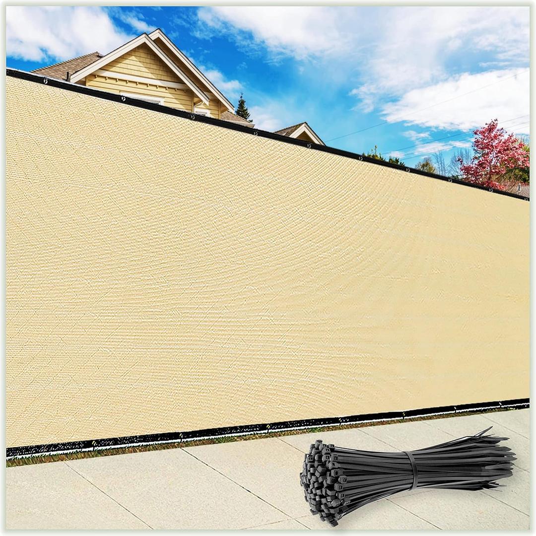 ColourTree 6' x 50' Beige Fence Privacy Screen Windscreen Cover Fabric Shade Tarp Netting Mesh Cloth - Commercial Grade 170 GSM 