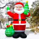 Inflatable Christmas Outdoor Decorations 6FT Blow Up Santa Claus with Xmas Tree with Lighted for Xmas Ornament Decor Indoor Garden Patio Lawn Home Holiday Indoor Outside Yard Garden Home Party
