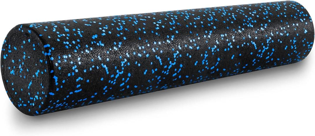 ProsourceFit High Density Foam Rollers 36, 24, 18, 12- inches long. Firm Full Body Athletic Massage Tool for Back Stretching, Yoga, Pilates, Post Workout Muscle Recuperation. Speckled and Solid Colors (Black/Blue)