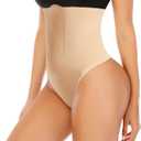 Werena Tummy Control Thong Shapewear for Women Seamless Shaping Thong Panties Body Shaper Underwear (X-Large, 03# Beige-strapless)