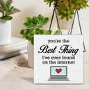 3 x Funny You're the Best Thing I've Ever Found on the Internet Wood Sign Valentines Day Decorations Home Living Room Bedroom Desk Shelf Table Decor 5 X 5 Inch