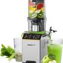 Cold Press Juicer, Touchscreen Juicer Machines with 4.5'' Wide Feed Chute, Stainless Steel Masticating Juicers Easy to Clean, Ergonomic Operational Panel Design, High Juice Yield, Gray