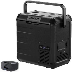 EENOUR D18 19Qt/18L 12V Car Refrigerator with Detachable Battery Solar/AC/DC Powered Car Freezer, -4~50, Ultra-Quiet 12/24V Car Fridge for Camping, Road Trips, RV, Truck-Black