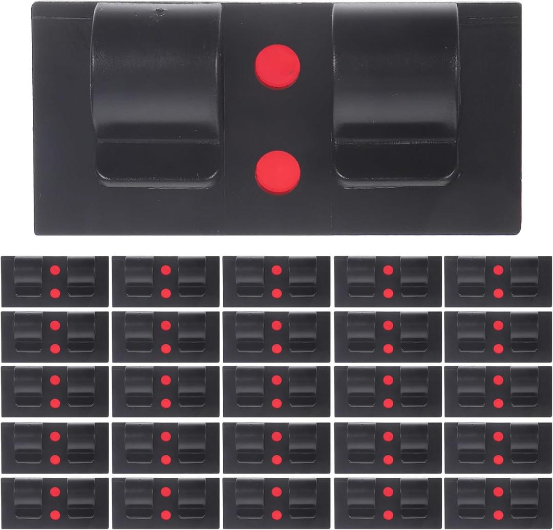 Uonlytech 25pcs Cable Holder Clips Self-Adhesive Wire Organizers for Home Office Holiday Use Versatile Cord Management for Light Strips Wires Double Row Design (Black)