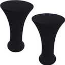 2 Pack 24x43 Inch Black Cocktail Tablecloth Round Fitted Stretch Spandex Table Cover for Party Wedding Bars