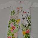 Cute Giraffe + Zebra With Floral Print Long Sleeve Baby Girl Clothes White Jumpsuit For Baby One-Piece Romper (66, Multicolor)