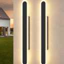 EDISHINE 2 Pack 39.4'' LED Outdoor Wall Lights, Dimmable Modern Exterior Light Fixtures, 3CCT Long Oval Outdoor Wall Sconce, IP65 Waterproof Outside Wall Light for Porch, Hallway, Garage, Black