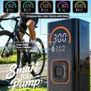 Tire Inflator Portable Air Compressor - Bike Pump with 2.88" Color Display, Real-Time Inflation Progress Bar, Air Pump with 0-150PSI Pressure Gauge, Memory Function & LED Light, Black Bike Accessories