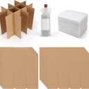 CRUGLA 16x12x12 Wine Bottle Divider Insert Kit Set of 4, 12-Cell Cardboard Grid with Foam Sleeves, Glass Packing Kit for Moving, Storage or Shipping (Outer Box Not Included)