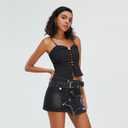 Kisidoo Women's Denim Skirt Vintage Star Patchwork Party Club Jean Skirt Casual Y2k Mini Skirt Skorts Skirts for Women (XL)