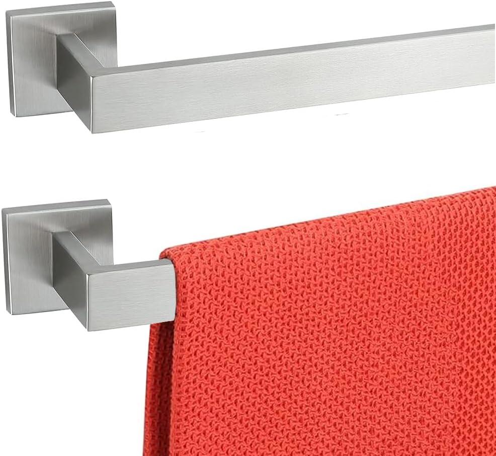 28 Inch Towel Bar 2 Pack for Bathrooms 12/16/20/24/28/32/36 Inch Stainless Steel 304 Brushed Nickel Towel Holder Modern Square Towel Rod Rustproof Wall Mount (2, Brushed Nickel, 28 Inch)