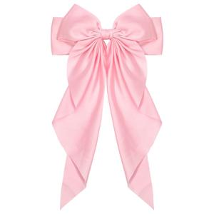 1PC Satin Hair Bows for Women Large Hair Barrettes Ribbon for Girls Giant Long Bow Hair Clips Ponytail Holder Silk Big Hair Clips Accessories for Women(Pink)