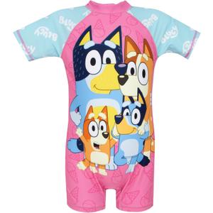 Bluey Swimsuit | Girls One Piece Swimsuits | Bathing Suit Girls | Official Merchandise (7, Pink)