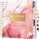 CAGIE 2026 Planner Weekly and Monthly Dec 2025Dec 2026 Hardcover Planner with Pockets, 13 Month Large Pink Marble Calendar Planner with Stickers Tabs, Spiral Bound Yearly Calendar Planner for Women, 8.3" x 9.3"
