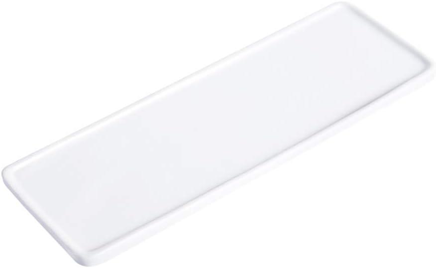 Ceramic Tray, White, Large Rectangle Bathroom Kitchen Tray for Jewelry, Towel, Candles, Soap - 10.23 x 3.54 x 1.18 inches