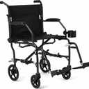 Medline Ultra Lightweight Transport Wheelchair for Adults, Foldable, 19-Inch Seat Width, Black Frame, Black Upholstery