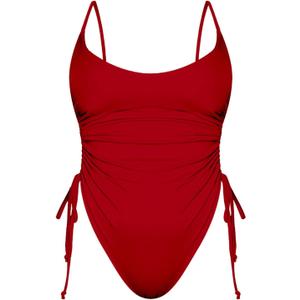Women's Sexy One Piece Bathing Suit Tummy Control Swimsuit (Large, Bright Red)