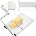 JHEC Cheese Slicer with 10 Replacement Wires - Stainless Steel Cheese Cutter for Soft Cheese Blocks - Kitchen Cheese Cutting Tool