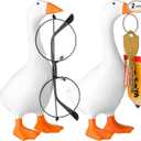 Vercraft 2 Pack Magnetic Desk Goose Key Holder Cute Resin Goose Statue Kawaii Room Office Table Desktop Decor Aesthetic Funny Key Hanging Holder for Home and New Apartment, Unique Housewarming Gifts