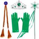 Party Chili Princess Costumes for Girls | ideal for Halloween, Birthday Party Dress Up, Christmas, Pretend Play, With Wig Crown Mace Gloves, 5-6 Years