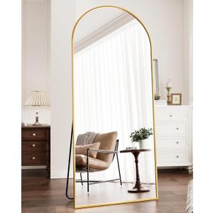Full Length Mirror, 71"x30" Arched Floor Length Mirror, Oversized Standing Mirror, Hanging or Leaning Against Wall Mounted Mirrors, Large Full Body Mirrors with Aluminum Frame for Bedroom (Gold)