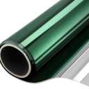 WPCTEV Window Film One Way Mirror Vinyl Daytime Privacy Static Non-Adhesive Decorative Heat Control Anti UV Window Tint for Home and Office Green Silver 6 Mil 29.5 Inch
