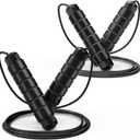 Jump Rope, Tangle-Free Rapid Speed Jumping Rope Cable with Ball Bearings for Women, Men, and Kids, Adjustable Steel Jump Rope with Foam Handles for Home Gym Exercise Fitness Workout Equipment & Slim Body (Black+Black)