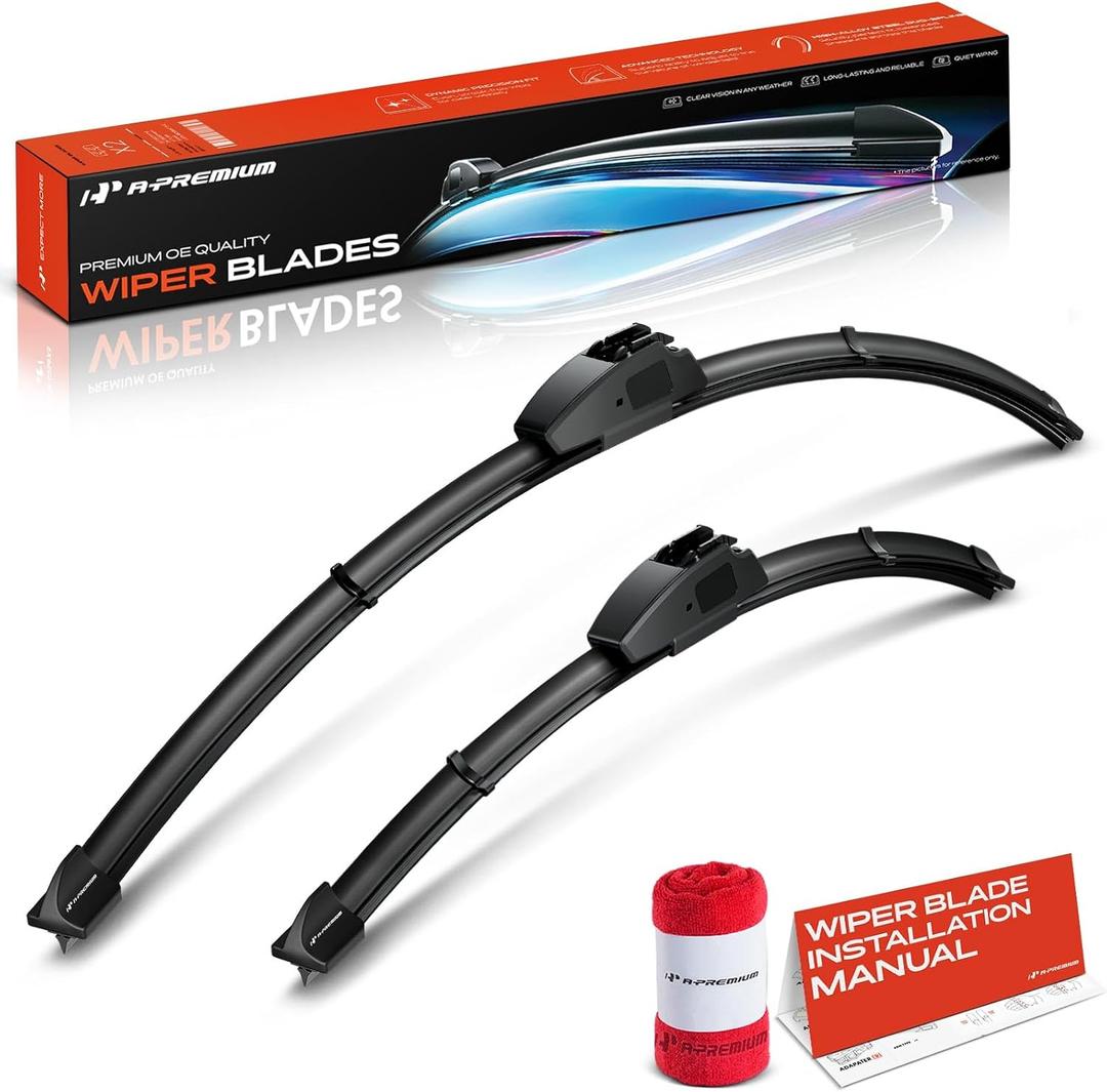 A-Premium 28" + 14" Windshield Wiper Blades with Wear Indicator & Towel | Compatible with Hyundai Elantra 2011-2015, Elantra GT 2013-2017 & Toyota Corolla 2019-2024, Fits Hook Wipers Arm, Pack of 2