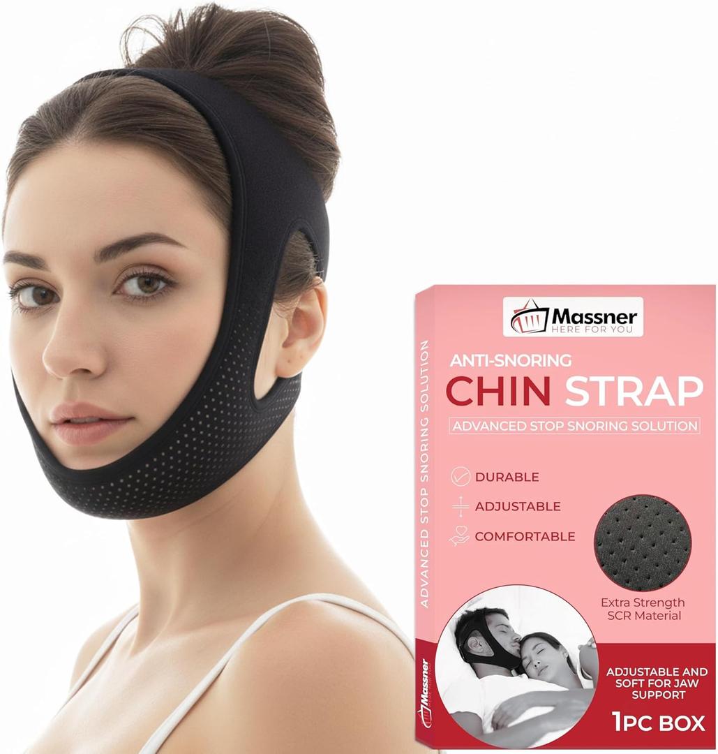 Extra Strength Chin Strap for Sleeping, Breathable, Comfortable CPAP Chin Strap for snoring- jaw Strap for Men and Women, Adjustable Snore Stopper Chin Strap, Keep Mouth Closed While Sleeping