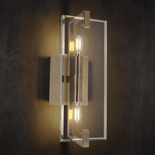 Crystal Vanity Wall Sconces Lights for Bathroom 13.5in Gold Sconces Wall Lighting,Modern Brass Vanity Lights Fixture,Luxury Indoor Wall Sconce for Bedroom,Hallway,Staircase,Living Room,Dining Room