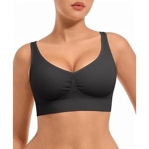FeelinGirl Bralettes for Women with Support Comfortable Bras No Underwire Seamless Everyday Bras, Black, XXL Size