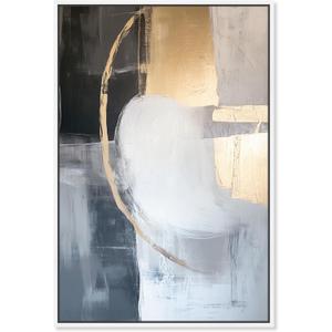 Art Remedy Golden Eclipse Canvas Gemstone Abstract Art, White Frame, 36" x 54"