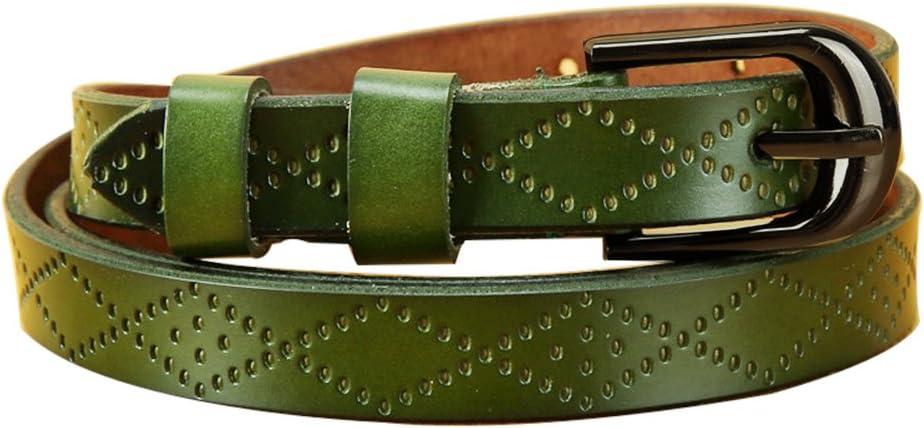 uxcell® Women Exotic Embossed Diamond Pattern Single Pin Buckle Slender Waist Belt