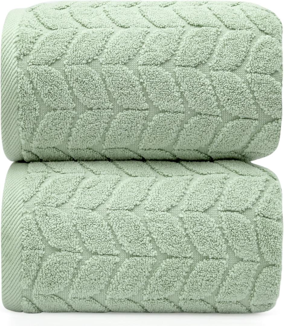 Alusa Home Ultra Soft & Stylish 700 GSM Luxury Bath Sheets | Pack of 2 | Extra Large 35x70 Inches | 100% ZeroTwist, LongStaple Cotton | Remarkably Absorbent (Eucalyptus Green)