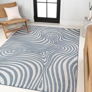 JONATHAN Y SCN103E-8 Maribo High-Low Abstract Groovy Striped Dark Blue/ Cream 8 ft. x 10 ft. Indoor/ Outdoor Area Rug for Patio, Backyard, Living Room, Bedroom, Office, Hose-Washable JONATHAN Y SCN103E-8 Maribo High-Low Abstract Groovy Striped Dark Blue/ Cream 8 ft. x 10 ft. Indoor/ Outdoor Area Rug for Patio, Backyard, Living Room, Bedroom, Office, Hose-Washable