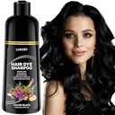 Black Hair Dye Shampoo for 100% Gray Coverage - 3 IN 1 Hair Color Shampoo with Argan Oil & Ginseng, Ammonia & Paraben Free, Long Lasting Semi-Permanent Natural Color for Women & Men
